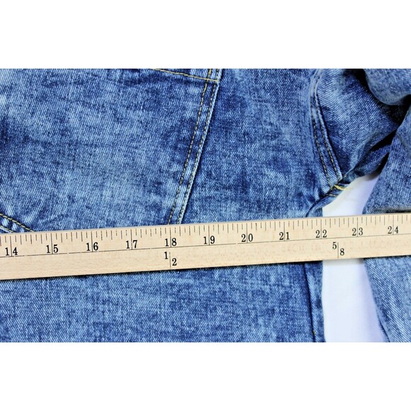 Thrill Jeans Denim Long Jacket Coat Hooded Distressed Sz XL Cotton Womens Y2K - Picture 5 of 8